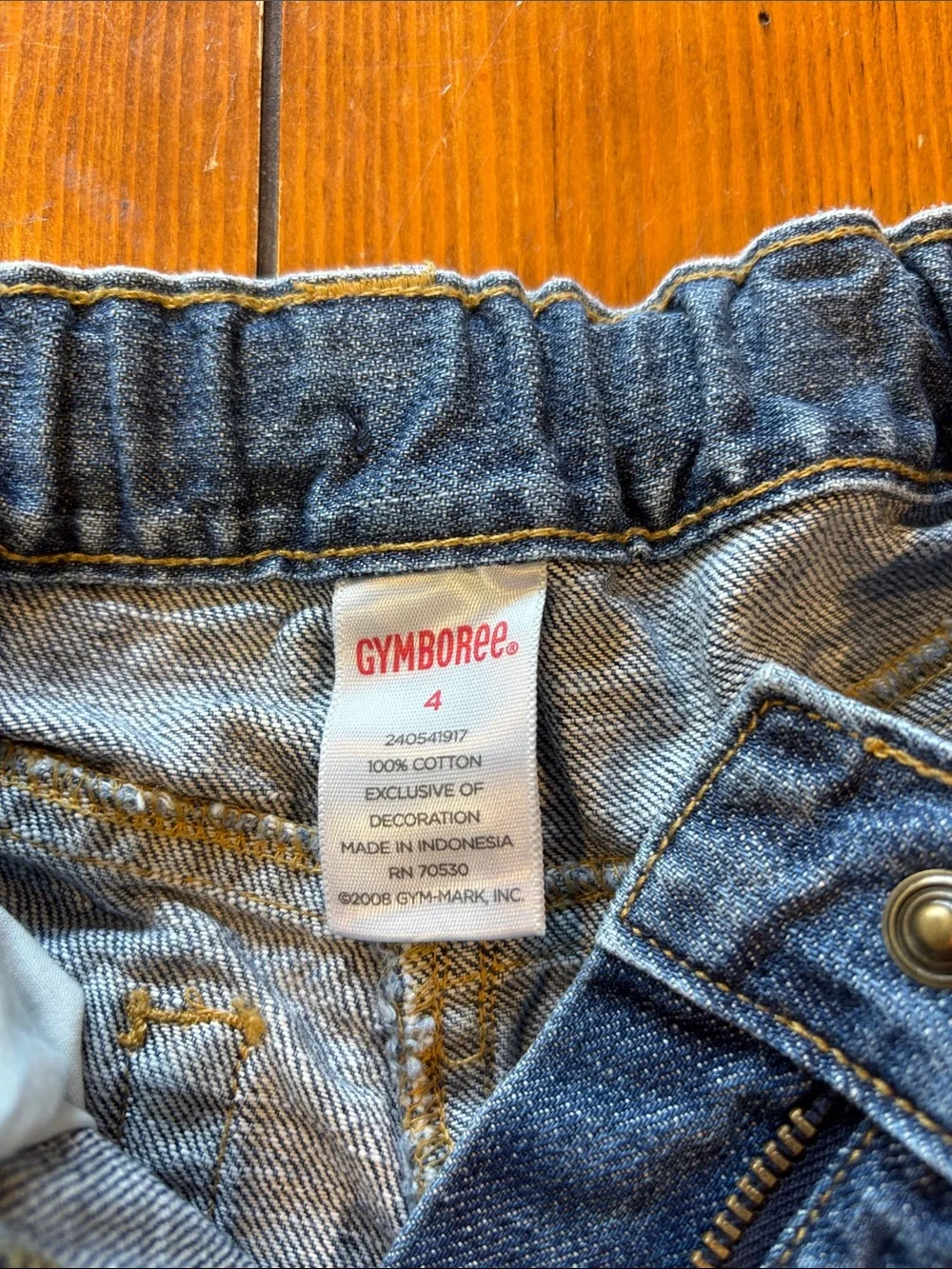 Gymboree Blue Denim Capri Jeans with Floral Cuff Embroidery Girls Size 4 GUC